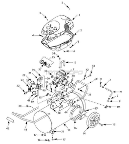 Wl651500aj, Wl651600aj, Wl650802aj Tank Parts Diagram and Parts List for WL651600AJ  Campbell Hausfeld Compressor
